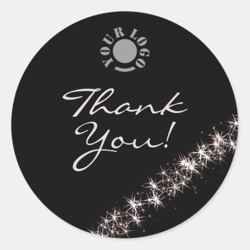 Simple Sparkling Stars Silver Glitter Thank You  Classic Round Sticker