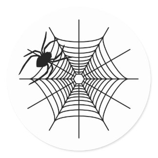 Simple Spider And Some Spiderweb Halloween Classic Round Sticker