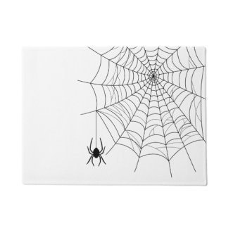 Simple Spider With Spider Web Cobweb Halloween Doormat