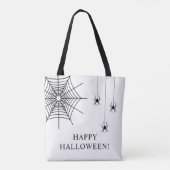 Simple Spiders And Spiderweb Happy Halloween Tote Bag (Back)