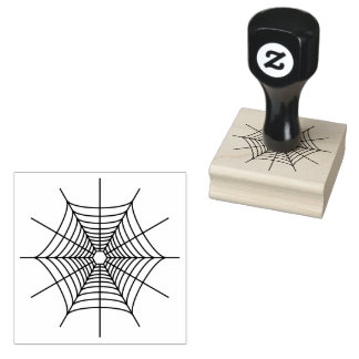 Simple Spiderweb Line Art Silhouette Shape Rubber Stamp