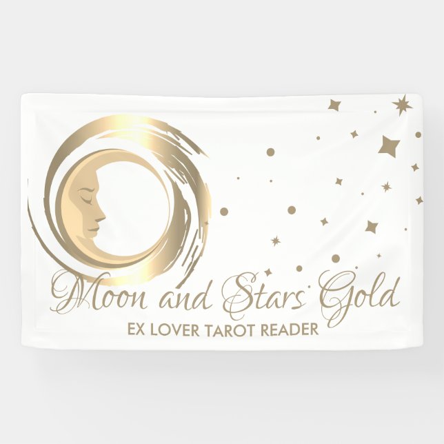 Simple Spiritual Future Tarot Reader Stars Moon Banner (Horizontal)