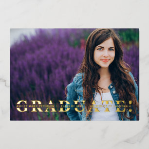 Simple Split Gold Script Photo Graduation Foil I Foil Invitation