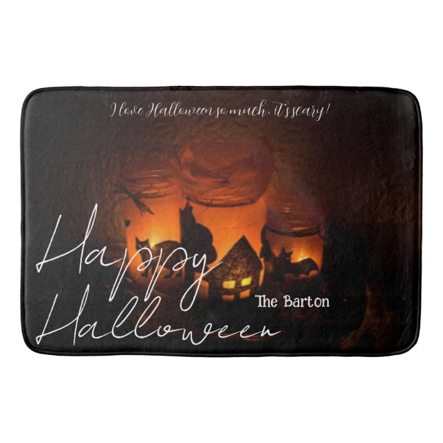 Simple Spooky dark Family Happy Halloween  Bath Mat (Front)