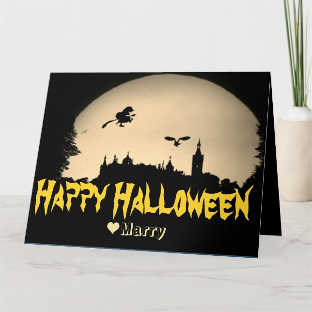 Simple Spooky Family Happy Halloween Pumpkin  Card (Front)