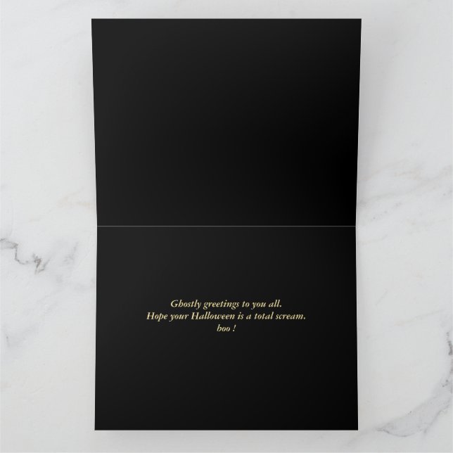 Simple Spooky Family Happy Halloween Pumpkin  Card (Inside)