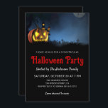 Simple Spooky Graveyard Halloween Party Invitation<br><div class="desc">Invite your guests to a night of magic and mystery with our personalized *Adult Halloween Haunted House Graveyard Costume Party Invitation*. Featuring a bewitching design of a haunted house behind a graveyard, scary carved pumpkin, and a tree this invitation is perfect for setting the stage for a night of spooky...</div>