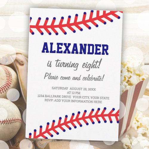 Simple Sports Baseball Birthday Invitation