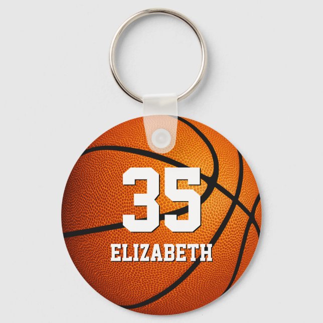 simple sporty girls basketball jersey number keychain (Front)