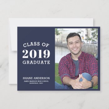 Simple Sporty Lettering Grad Photo Announcement by HolidayInk at Zazzle
