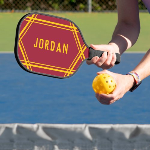 Simple Sporty Stripes Name Your Color Right Handed Pickleball Paddle