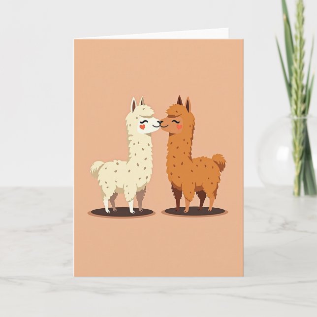 Simple Spotted Llama Love Card (Front)