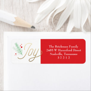 Simple Sprig Faux Foil Christmas Holiday Label