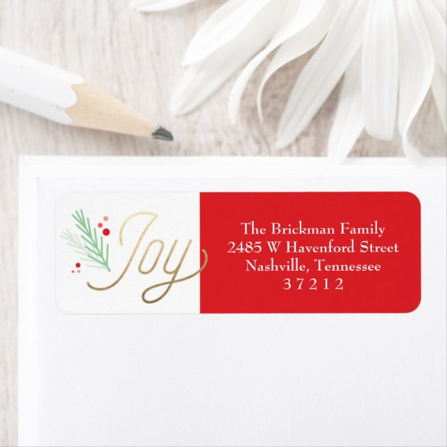 Simple Sprig Faux Foil Christmas Holiday Label (Insitu)