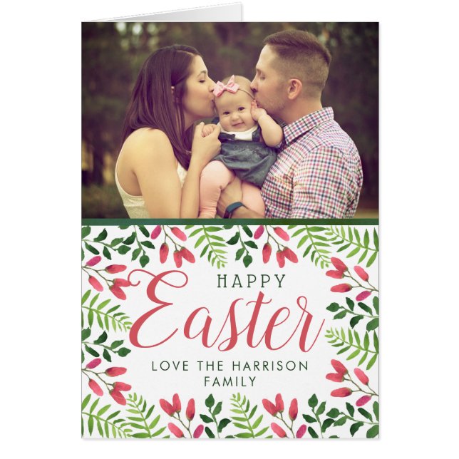 Simple Spring Blossom Custom Photo Happy Easter (Front)