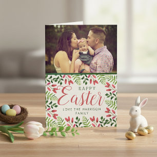 Simple Spring Blossom Custom Photo Happy Easter Cards