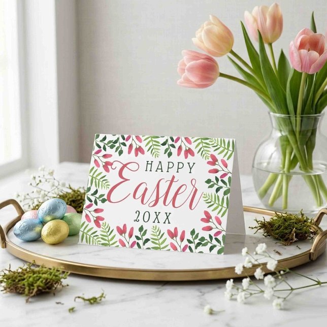 Simple Spring Blossom Happy Easter Holiday Card (Creator Uploaded)