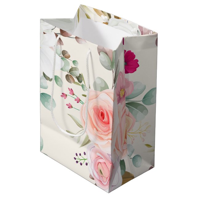 simple spring elegant floral medium gift bag (Front Angled)