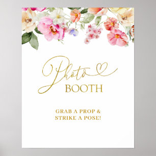 Simple Spring Floral PhotoBooth Party Sign