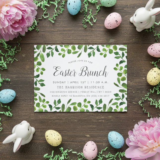 Simple Spring Foliage Easter Brunch Invitation (Creator Uploaded)