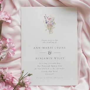 Simple Spring Lilac Wildflowers Wedding Invitation