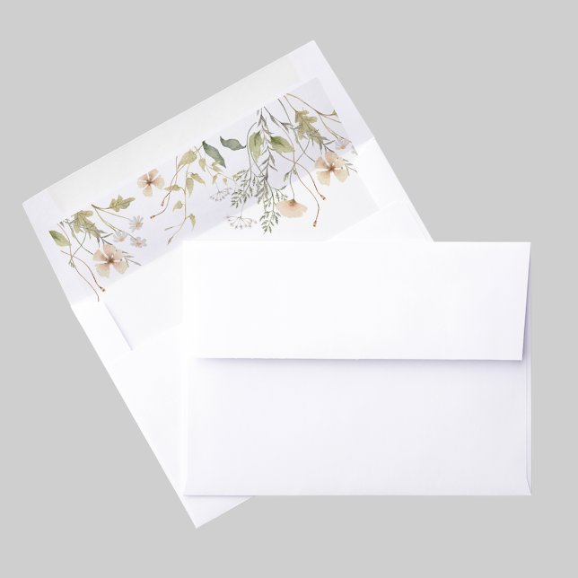 Simple Spring Wildflowers Wedding Envelope Liner (Simple Spring Wildflowers Wedding Envelope Liner)