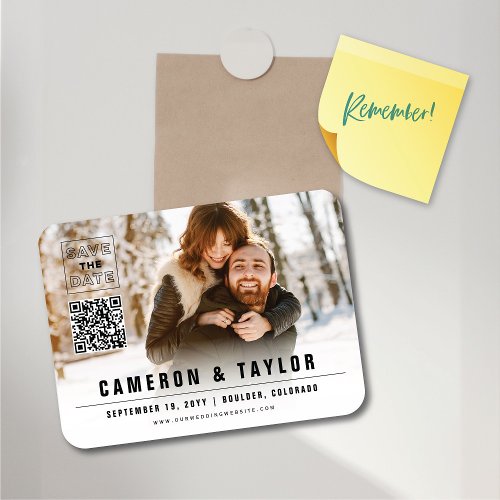 Simple Square Box Photo Modern Chic Save The Date Magnet