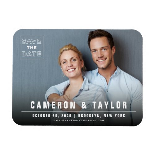 Simple Square Box Photo Modern Chic Save The Date Magnet