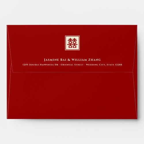 Simple Square Double Happiness Chinese Wedding Envelope