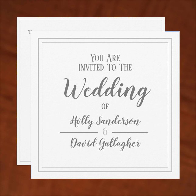 Simple Square Grey & White Wedding Day Invitation (Creator Uploaded)
