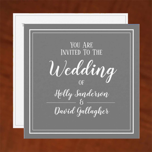 Simple Square Grey & White Wedding Day Invitation (Creator Uploaded)