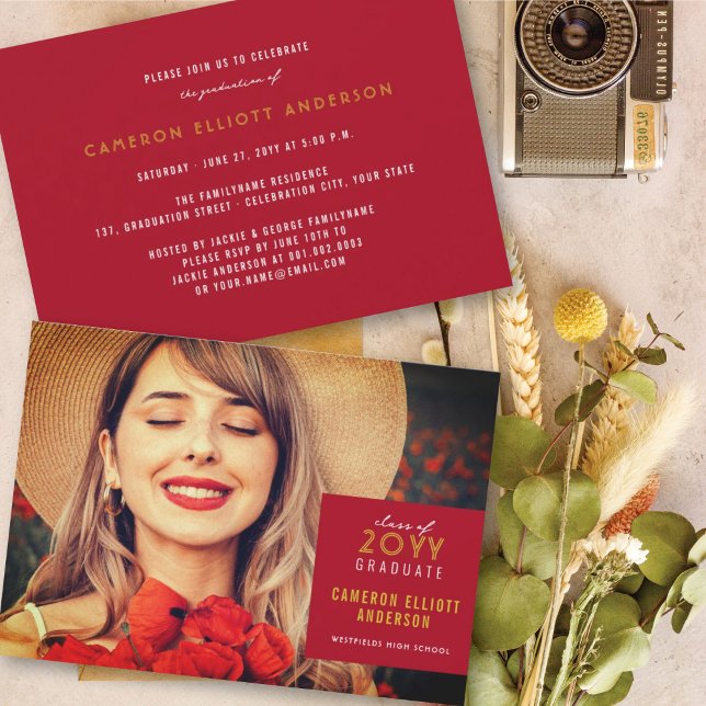 Simple Square Minimalist Photo Graduation Party Invitation (Creator Uploaded)