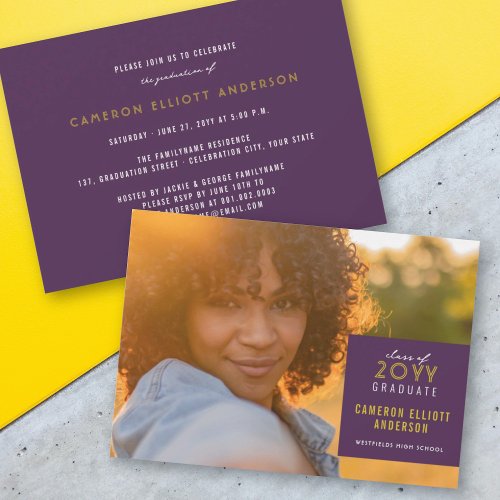 Simple Square Minimalist Photo Graduation Party Invitation