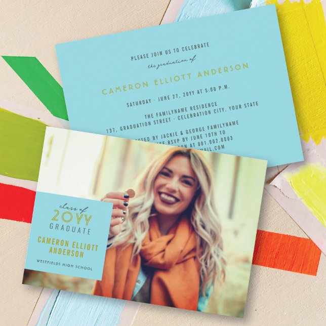 Simple Square Minimalist Photo Graduation Party Invitation (Creator Uploaded)