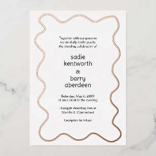 Simple Squiggle Frame Modern Wedding Foil Invitation