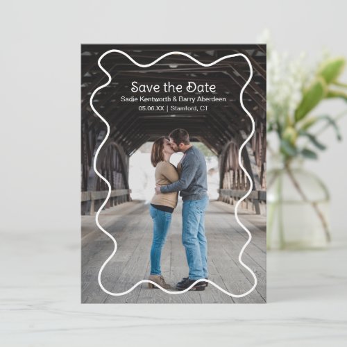 Simple Squiggle Frame Photo Modern Wedding Save The Date