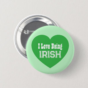 Simple St. Patrick's Day Green I Love Being Irish Button
