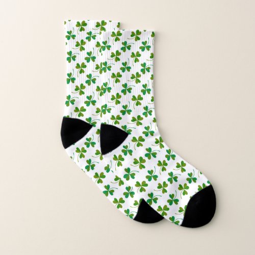 Simple St Patricks Day Shamrock Pattern _ Green Socks