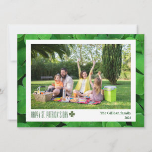 Simple St. patrick's day Shamrocks family photo Holiday Card