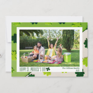 Simple St. patrick's day Shamrocks family photo Holiday Card