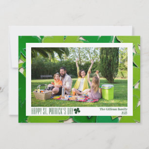 Simple St. patrick's day Shamrocks family photo Holiday Card