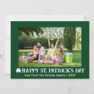Simple St. patrick's day Shamrocks family photo Holiday Card