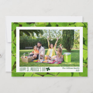 Simple St. patrick's day Shamrocks family photo Holiday Card