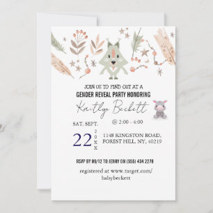 Simple Staches or Lashes Gender Reveal Invitation