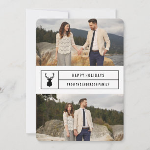 Simple Stag in White Holiday Card