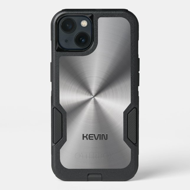 Simple Stainless Steel Metallic Texture Otterbox iPhone Case (Back)