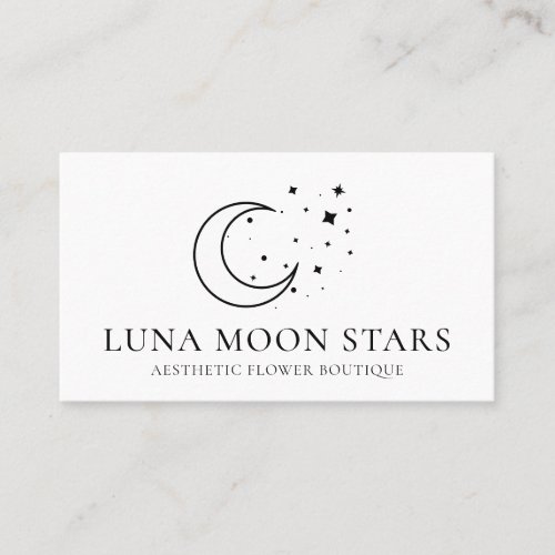 Simple Standard Basic Moon Luna Stars Business Card