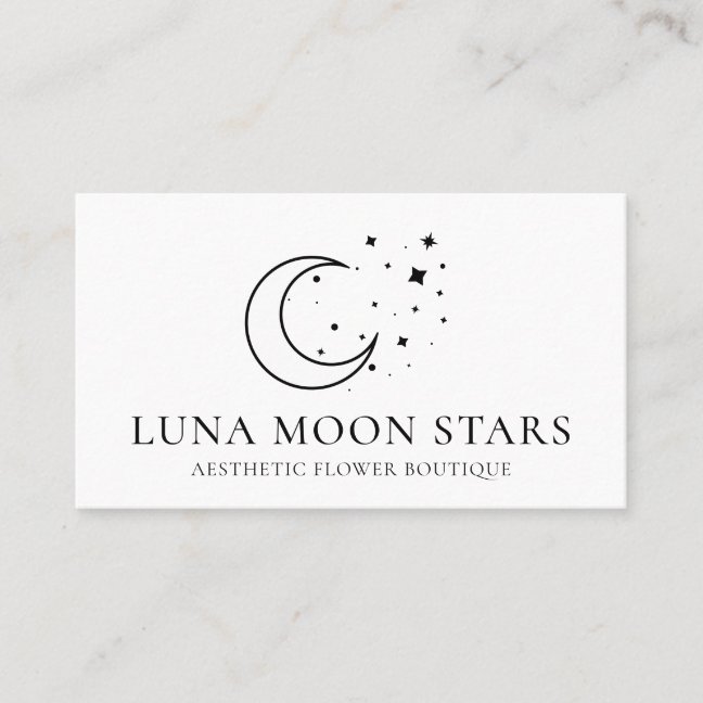 Simple Standard Basic Moon Luna Stars Business Card