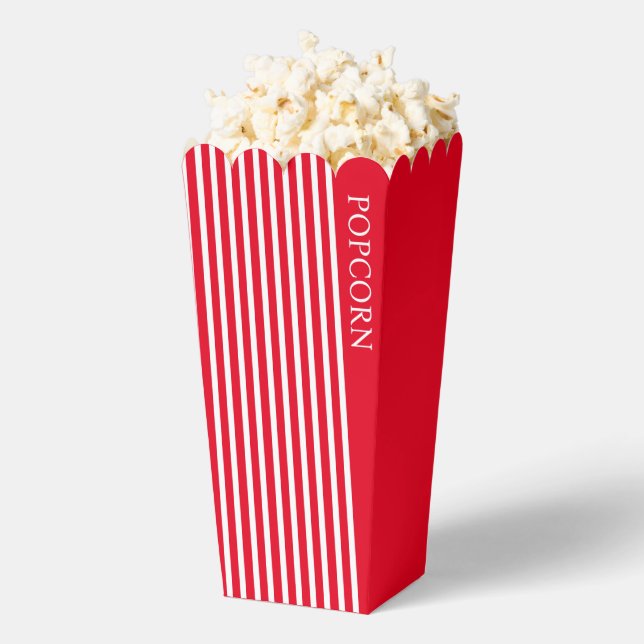 Simple Standard Red and White Popcorn Favor Boxes (Popped)