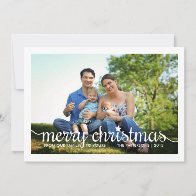 Simple Star Merry Christmas Two Photo Holiday Card (Front)